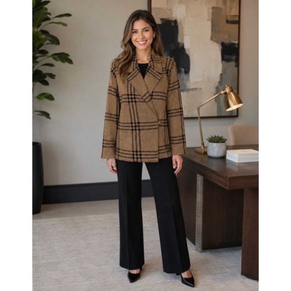 Vintage ST. JOHN Saks Fifth Avenue Plaid Blazer Knit Jacket 80's 1980's Size 8